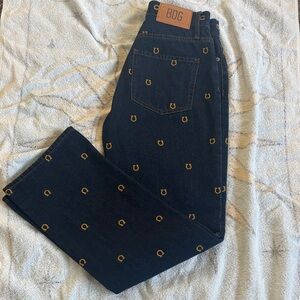 BDG Men's Dark Blue Jeans with Gold Details